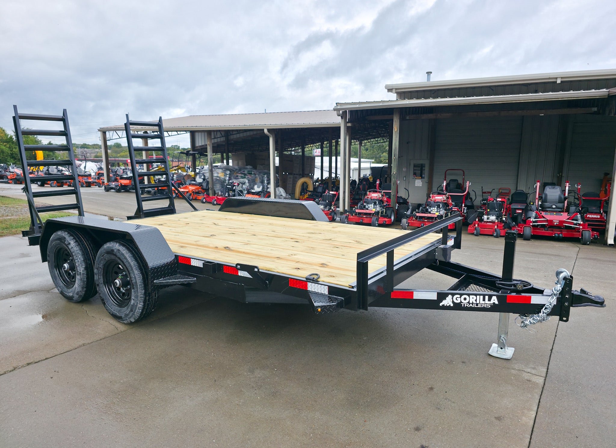 7x14 Equipment Trailer (2) 6000lb Axles with Stand-Up Ramps 12K GVWR