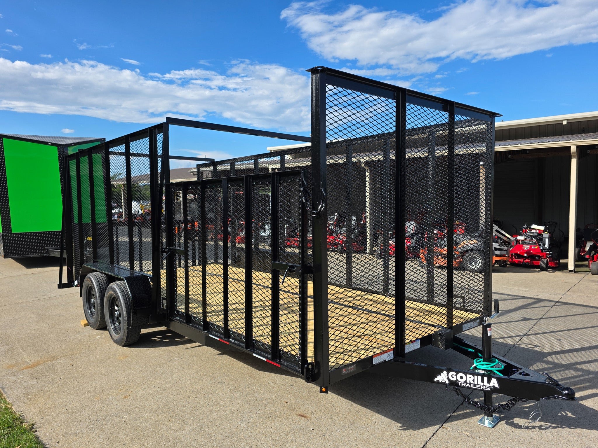 7x18 Dovetail Debris Utility Trailer w/ Side Gate 6 Foot Mesh sides (2) 3,500lb Axles 7K GVWR