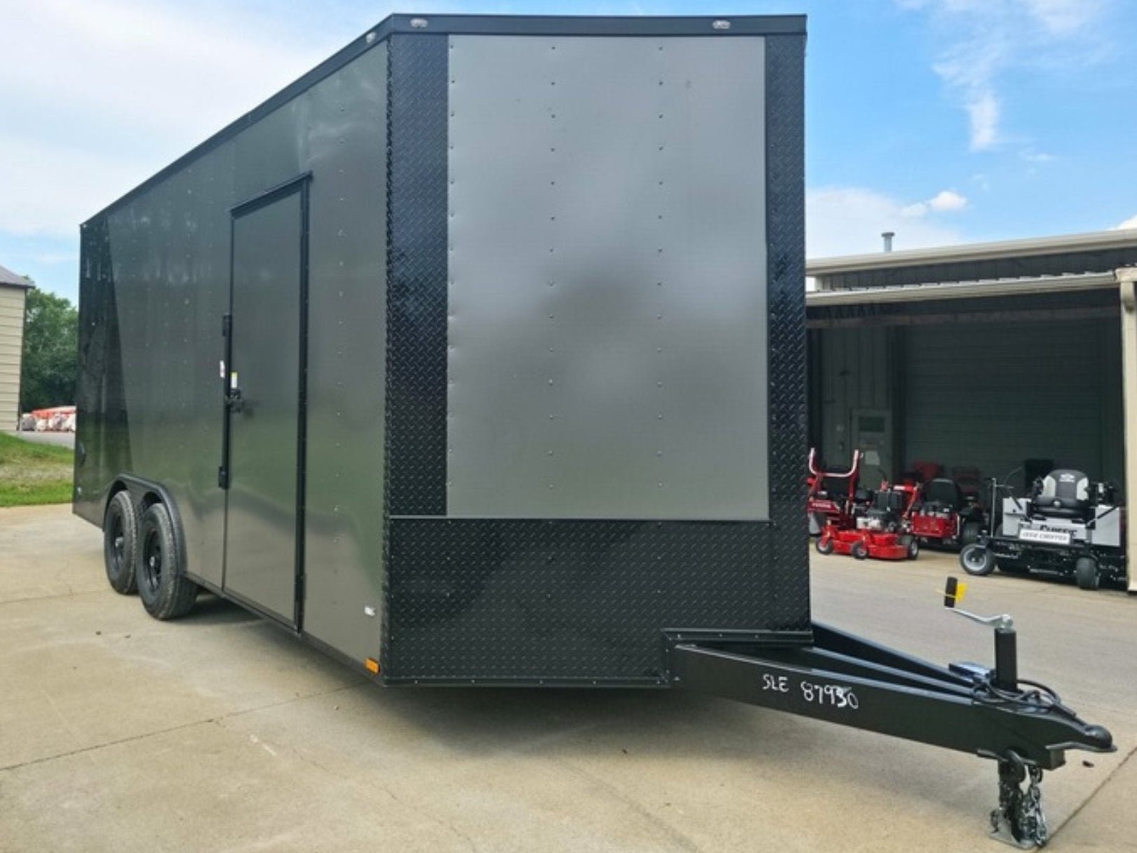 8.5 x 18 Charcoal/Black Enclosed Trailer with Blackout and (2) Heavy-Duty 5,200lb Axles