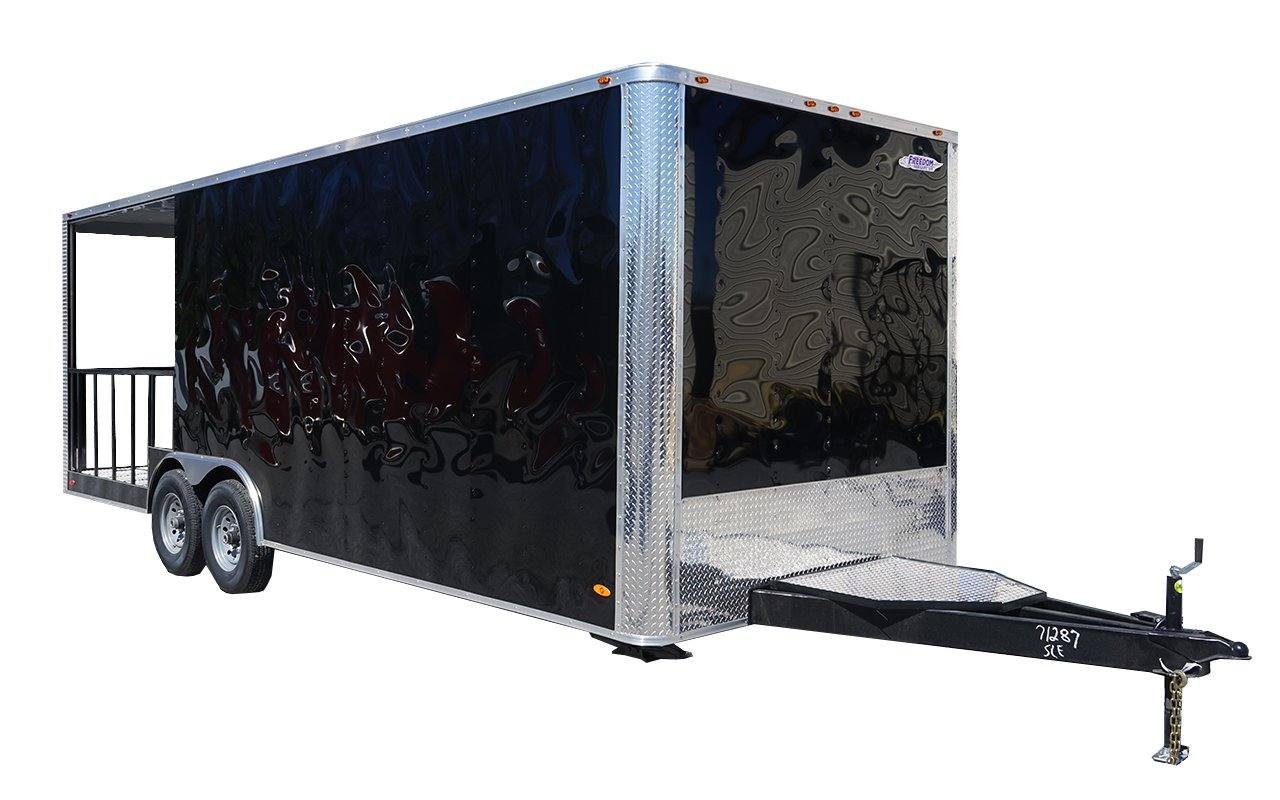 8.5' x 24' Black BBQ Porch Style Concession Trailer