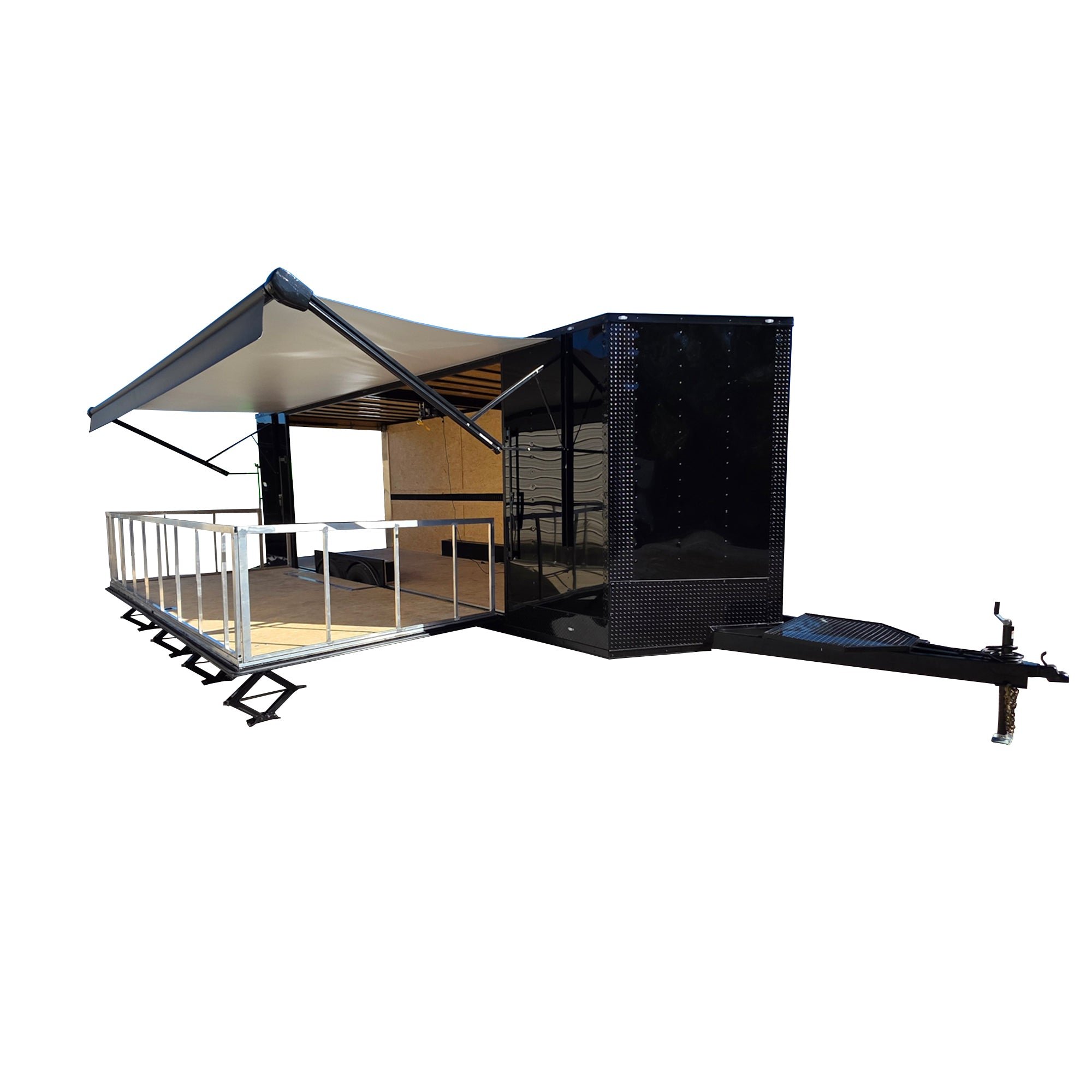 8.5' X 24' Black With Blackout Custom Stage Trailer With Awning