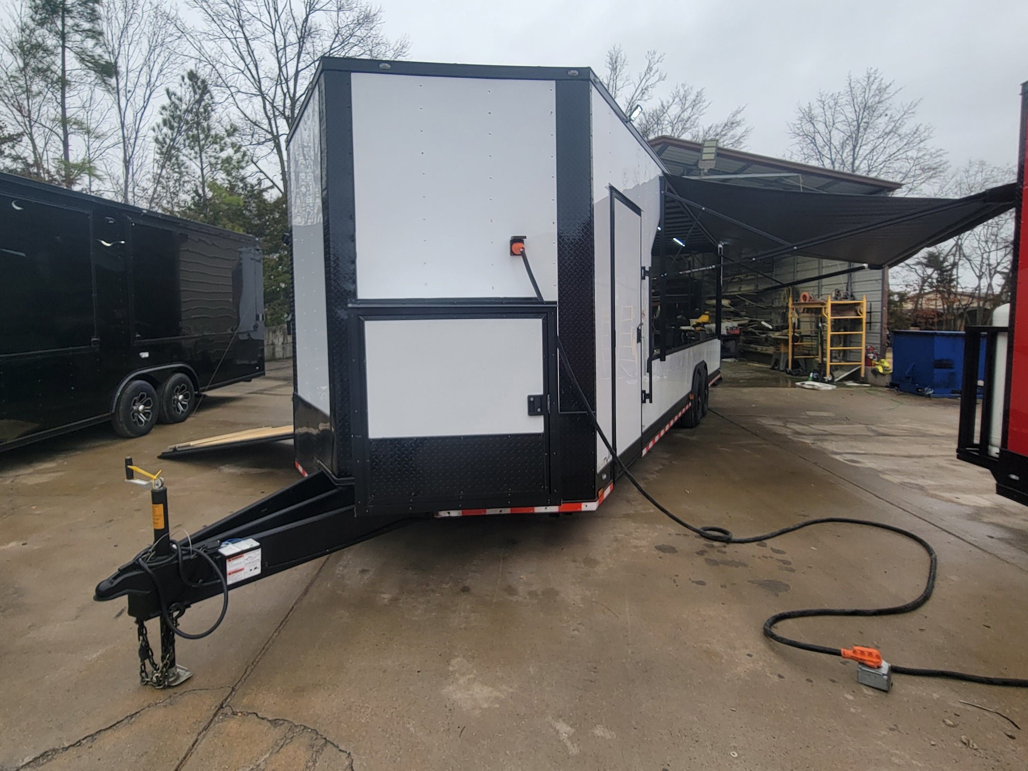 8.5' X 30' Custom White With Blackout Trim Hybrid Enclosed Trailer