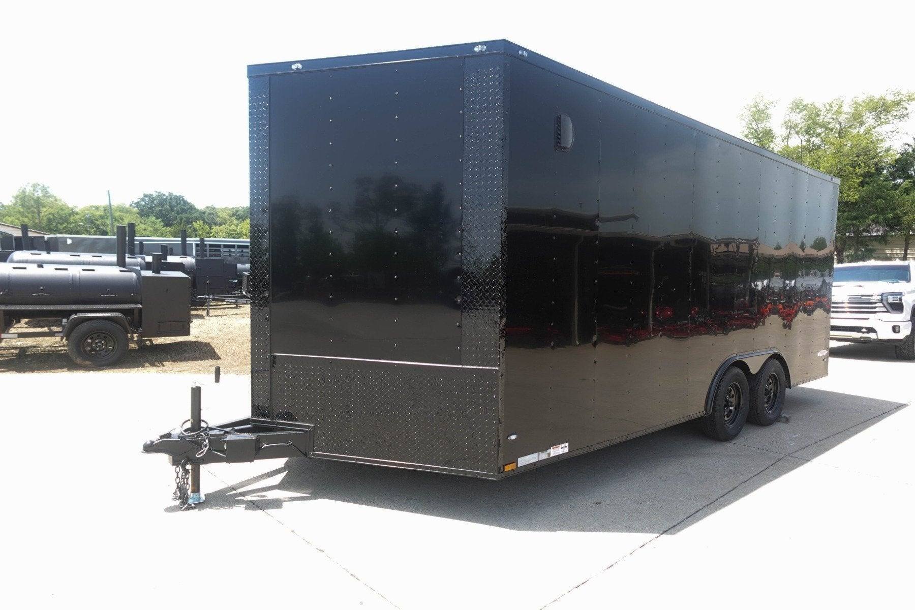 8.5x18 Black V-Nose Enclosed Trailer with Blackout Package (2) 3,500lb Axles