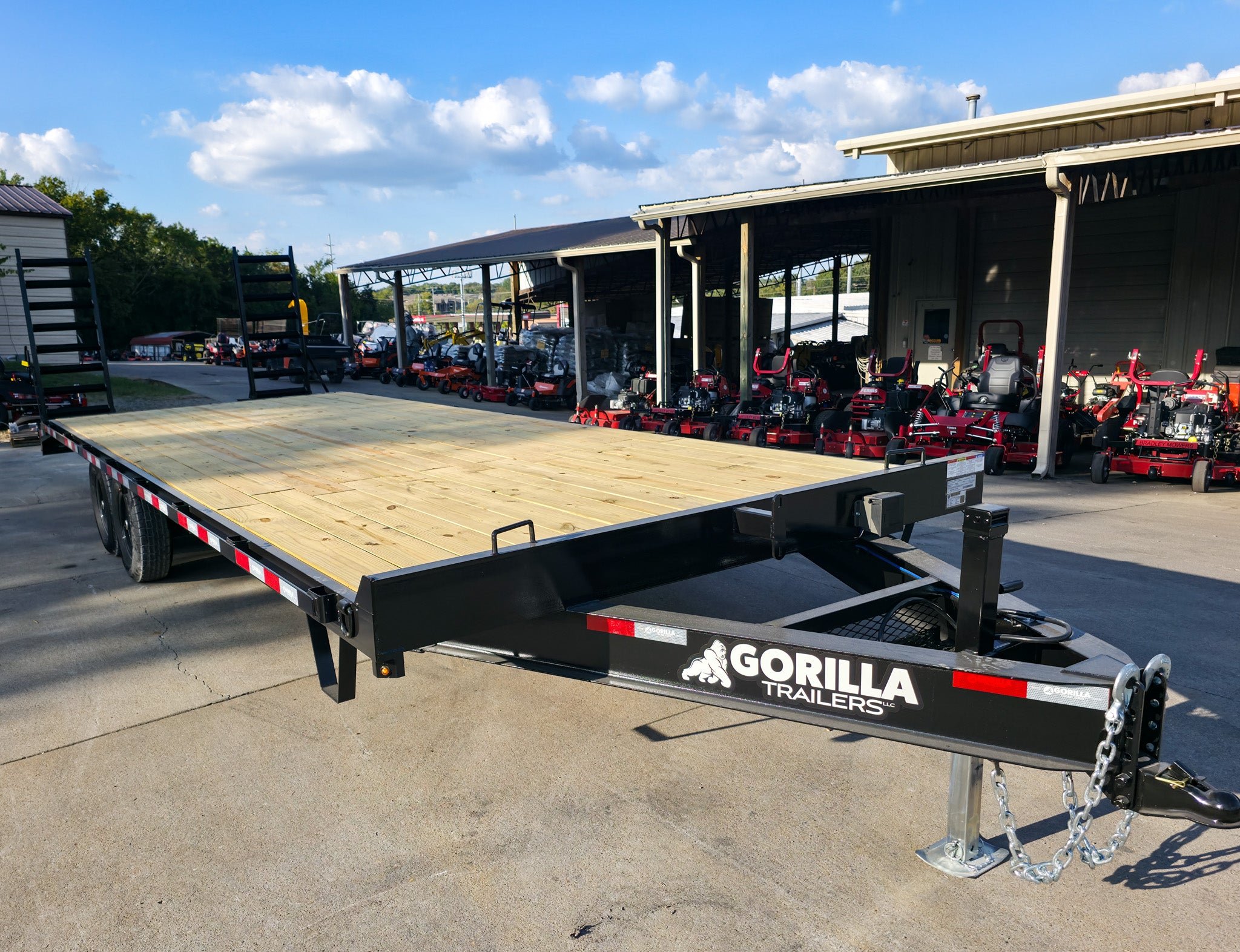 8.5x24 Deckover I-Beam Trailer Stand-Up Ramps (2) 5,200lb Axles 10k GVWR