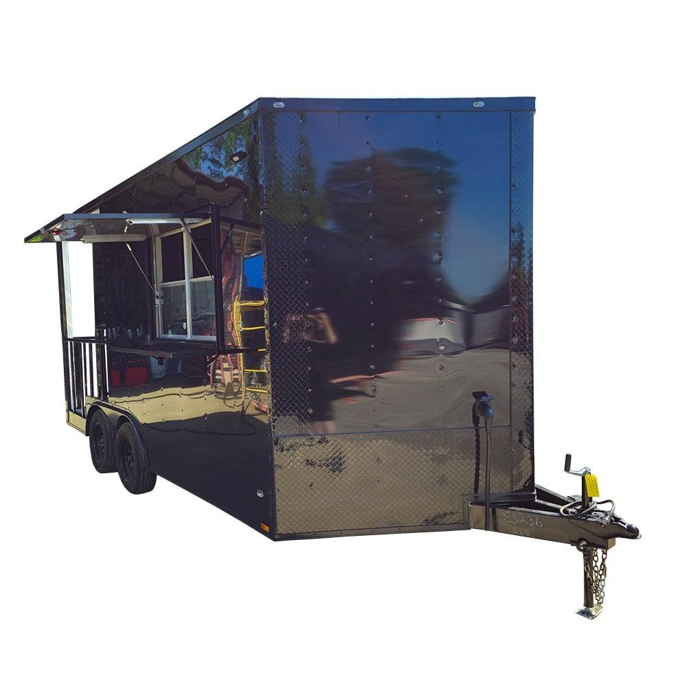 Concession Trailer 8.5' X 16' Black Food Event Catering BBQ Porch