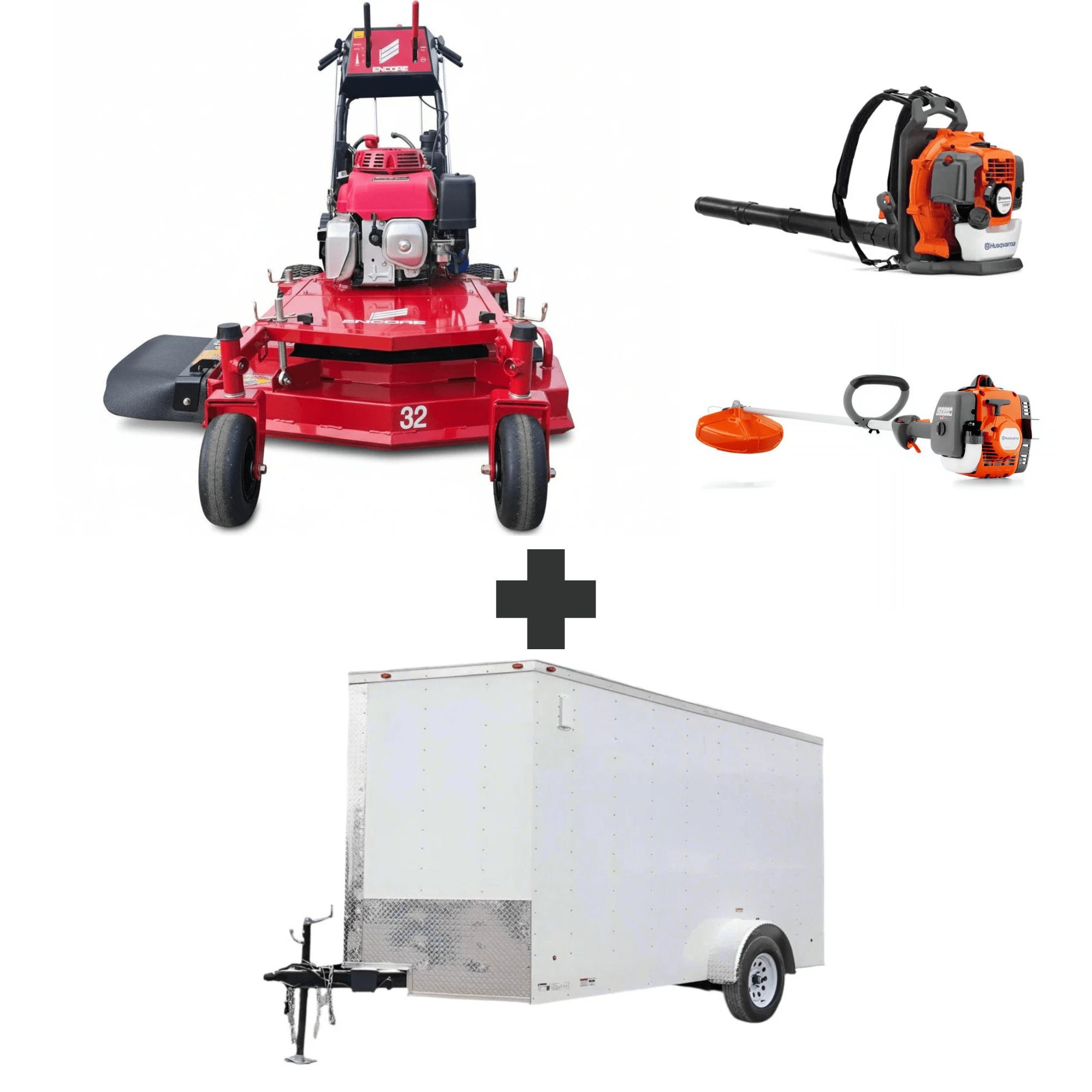 Encore EW32X11HDE 32" Commercial Walk Behind Mower 10.5HP Honda Electric Start Enclosed Trailer Handheld Bundle