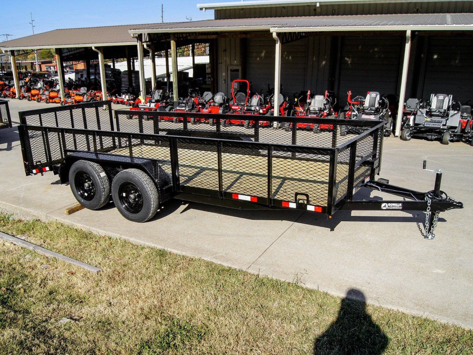 6.4x16 Dovetail Utility Trailer 2ft Mesh (2) 3500lb Axles 7K GVWR